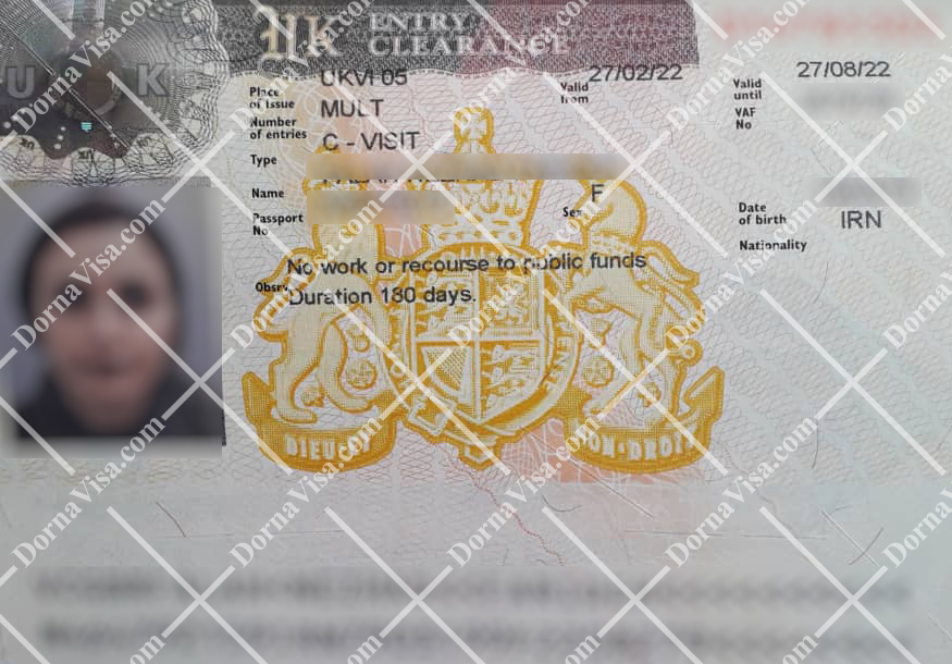 هزینه ویزای انگلیس
ویزای انگلیس درنا ویزا
نمونه ویزای انگلیس